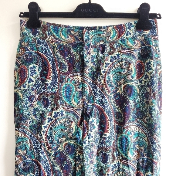 Zara Printed Flared High Waisted Green Paisley Pants NWT Size Small - Picture 12 of 16